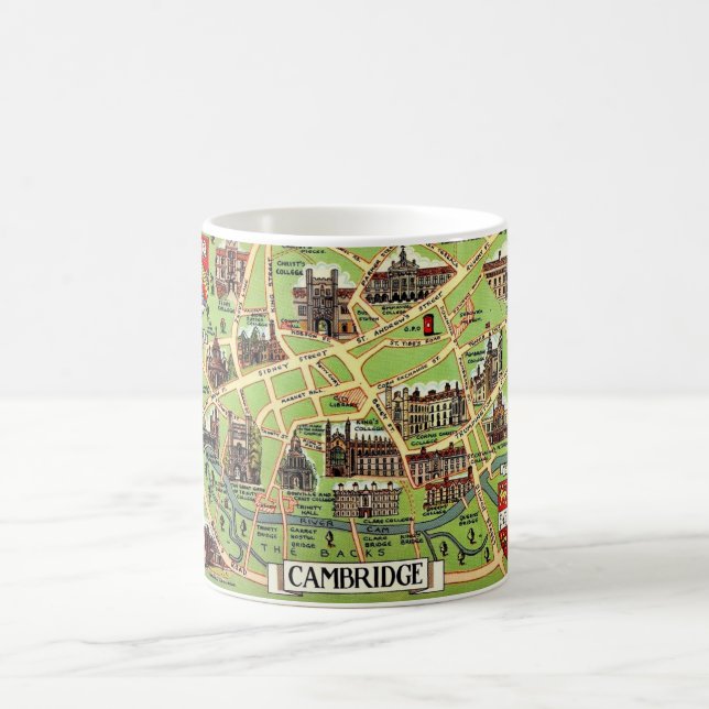 Caneca De Café Cartão postal do mapa antigo de Cambridge (Centro)