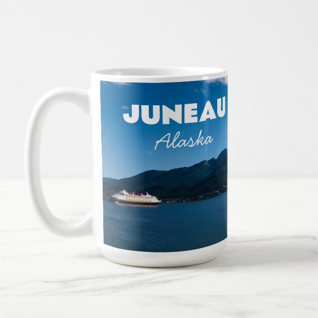 Caneca De Café Cartão-postal Juneau Alaska com Plano de Cruzeiro (Esquerda)