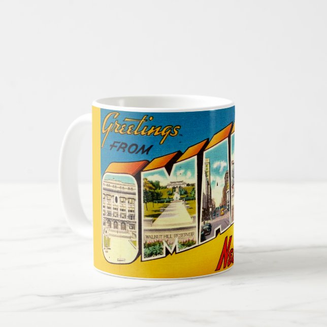 Caneca De Café Cartão-postal Omaha Nebraska (Frente Esquerda)