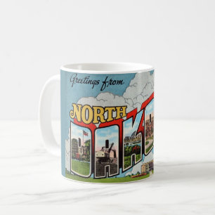Caneca De Café Cartão postal retrô da Dakota do Norte