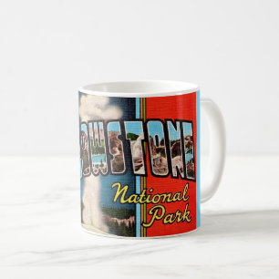 Caneca De Café Cartão postal retrô do Parque Nacional de Yellowst