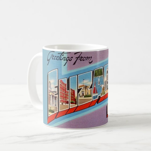 Caneca De Café Cartão postal retro Elizabeth NJ (Frente Esquerda)