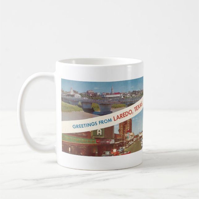 Caneca De Café Cartão postal TX 1963 Laredo (Esquerda)