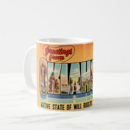 Caneca De Café Cartão-postal Vintage Oklahoma Saudação
