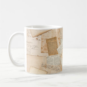 Caneca De Café Cartas antigas, manuscritos, cartões postais antig