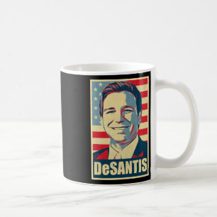 Caneca De Café Cartaz Antigo Desantis Presidente Republicano Flor
