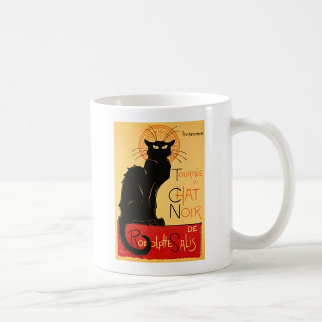 Caneca De Café Cartaz Clássico do Gato Preto Steinlen Chat Noir F (Direita)