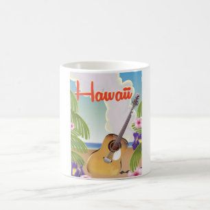 Caneca De Café Cartaz das viagens vintage da guitarra acústica d