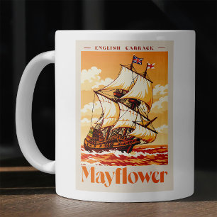 Caneca De Café Cartaz de Arte Vintage do Navio Mayflower Carraca