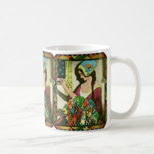 Caneca De Café Cartaz de Colchão Art Nouveau – Mulher de Costura 