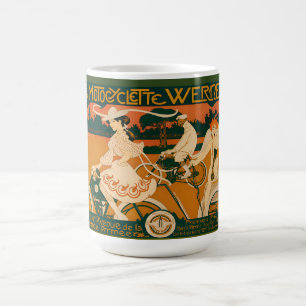 Caneca De Café Cartaz de corrida de motocicleta Art Nouveau vinta