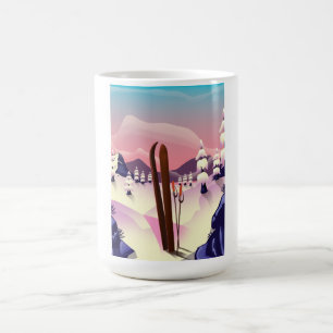 Caneca De Café Cartaz de esqui vintage