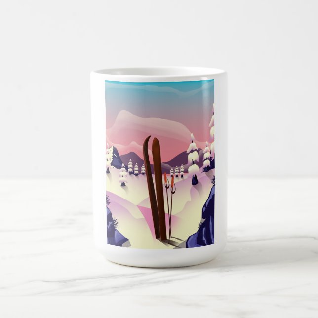 Caneca De Café Cartaz de esqui vintage (Centro)