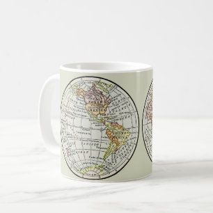Caneca De Café Cartaz de Globo do Mapa Mundial Vintage 1916 Hemis