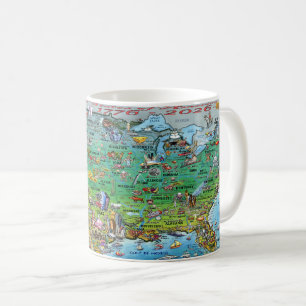 Caneca De Café Cartaz de Mapa Divertido dos Estados Unidos da Amé