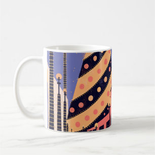 Caneca De Café Cartaz de Natal da Palmeira Retro de Los Angeles