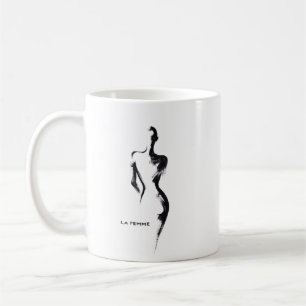 Caneca De Café Cartaz de pintura simples gouache La Femme 01