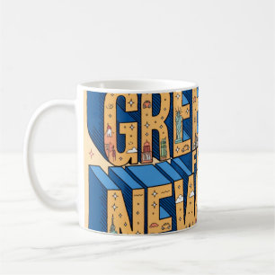 Caneca De Café Cartaz de Postal de Letra Grande de Nova York