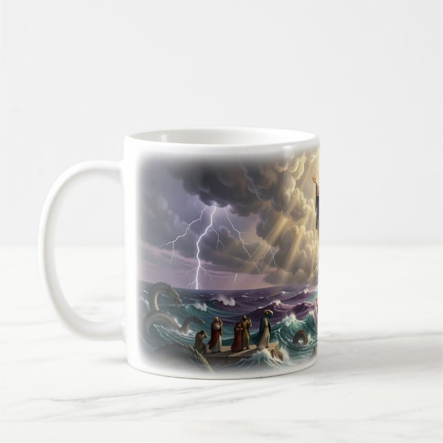 Caneca De Café Cartaz de Proteção Divina Deus Vê Você (Esquerda)