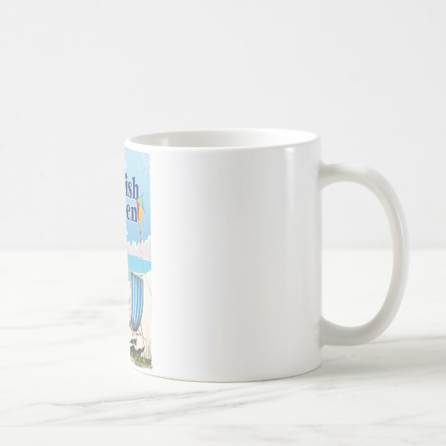 Caneca De Café Cartaz de trem vintage Dawlish Warren Devon (Direita)