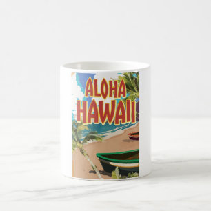 Caneca De Café Cartaz de viagem Aloha Hawaii