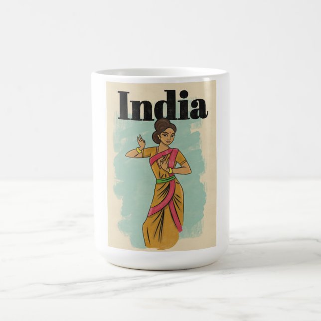 Caneca De Café Cartaz de viagem antigo da Índia (Centro)