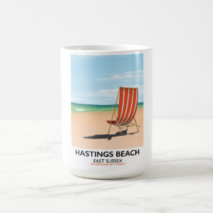 Caneca De Café Cartaz de viagem antigo da Praia de Hastings, East