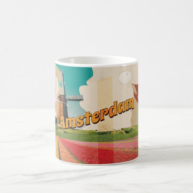 Caneca De Café Cartaz de Viagem Antigo de Amsterdã (Centro)