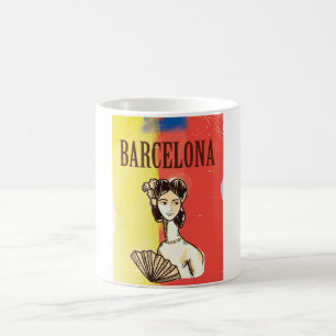 Caneca De Café Cartaz de viagem antigo de Barcelona Espanha