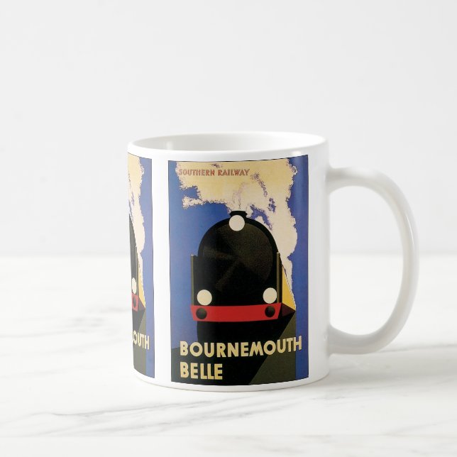 Caneca De Café Cartaz de Viagem Antigo, Trem Bournemouth Belle (Direita)