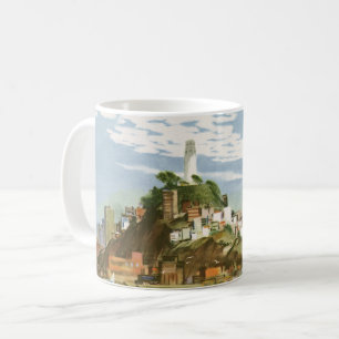 Caneca De Café Cartaz de Viagem da Baía de São Francisco Antigo F