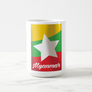 Caneca De Café cartaz de viagem da bandeira de Myanmar