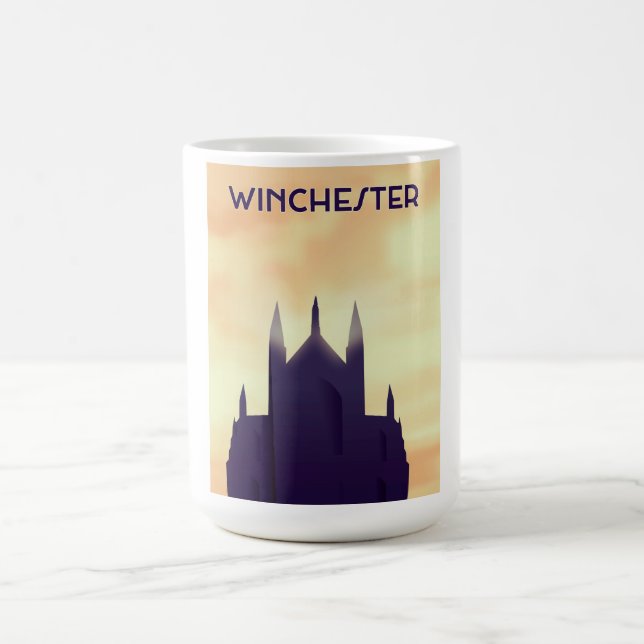 Caneca De Café cartaz de viagem da Catedral de Winchester impress (Centro)