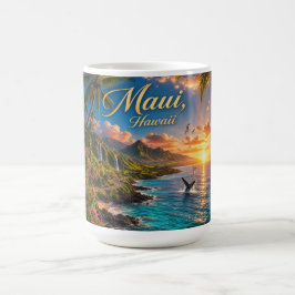 Caneca De Café Cartaz de Viagem da Costa Tropical do Maui Havaí