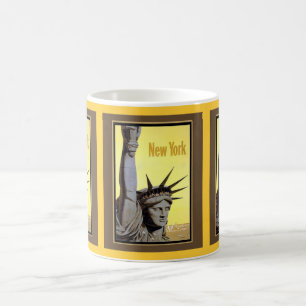 Caneca De Café cartaz de viagem da estátua da liberdade nova york