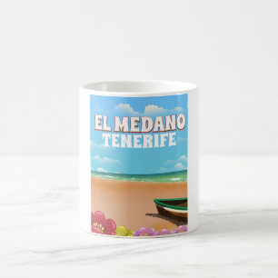 Caneca De Café cartaz de viagem da praia El Medano Tenerife