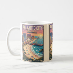 Caneca De Café Cartaz de Viagem de Atlantic City, Nova Jersey