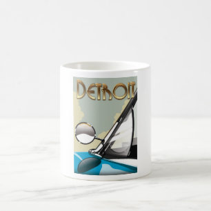 Caneca De Café Cartaz de viagem de automóvel vintage Detroit Mich