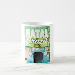 Caneca De Café Cartaz de viagem de automóvel vintage Natal Brasil