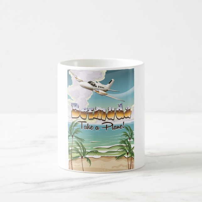 Caneca De Café Cartaz de viagem de avião para Bermudas (Centro)