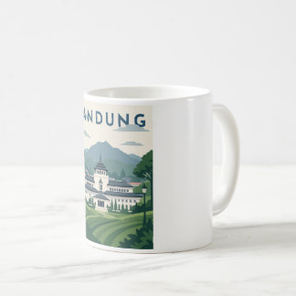 Caneca De Café Cartaz de Viagem de Bandung Indonésia
