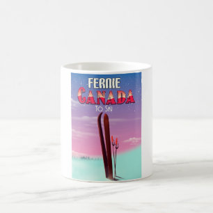 Caneca De Café Cartaz de viagem de esqui Fernie Canadá.