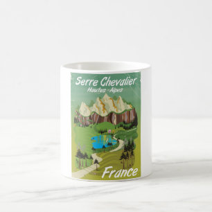 Caneca De Café Cartaz de viagem de esqui Serre Chevalier, França