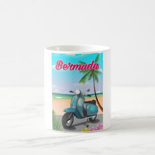 Caneca De Café Cartaz de viagem de scooter da praia das Bermudas