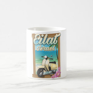 Caneca De Café Cartaz de viagem de scooter da Praia de Eilat Isra