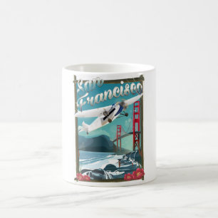 Caneca De Café Cartaz de viagem de voo de São Francisco