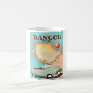 Caneca De Café Cartaz de viagem estilo vintage Bangor País de Gal