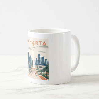 Caneca De Café Cartaz de Viagem Jacarta Indonésia