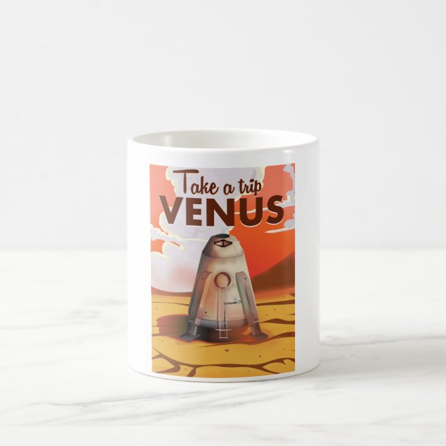 Caneca De Café Cartaz de viagem para Vênus. (Centro)