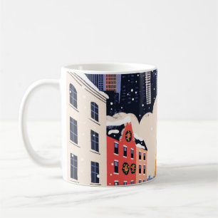 Caneca De Café Cartaz de Viagem Retro de Natal de Chicago